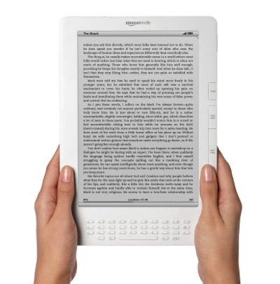 Kindle DX Reader. The device sells for $379 and its dimensions are 10.4 x 7.2 inches, with a 9.7