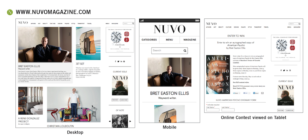 Nuvo magazine's new website across three digital platforms, 